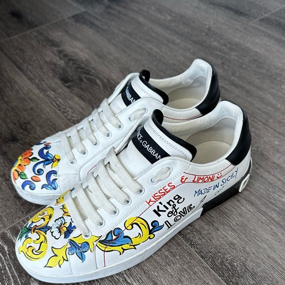 FLORAL DOODLE LEATHER SNEAKERS